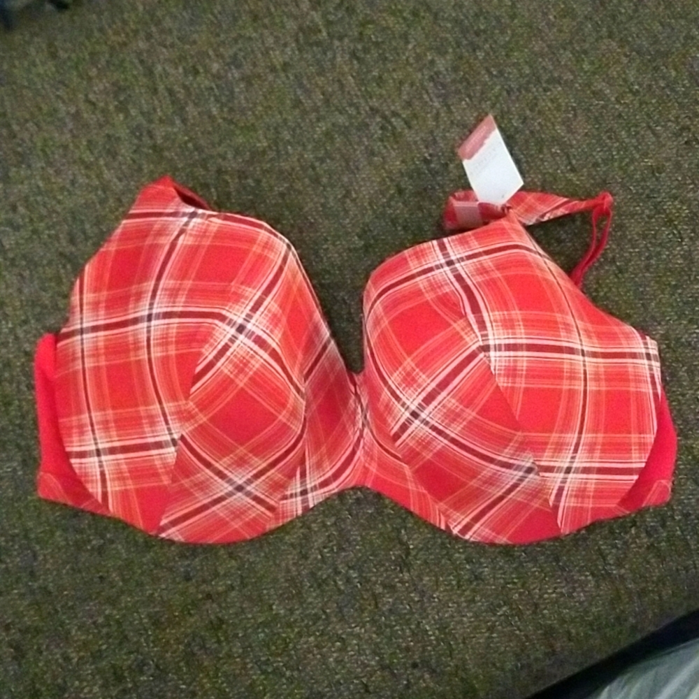 Cacique Pink Plaid Bra 38H